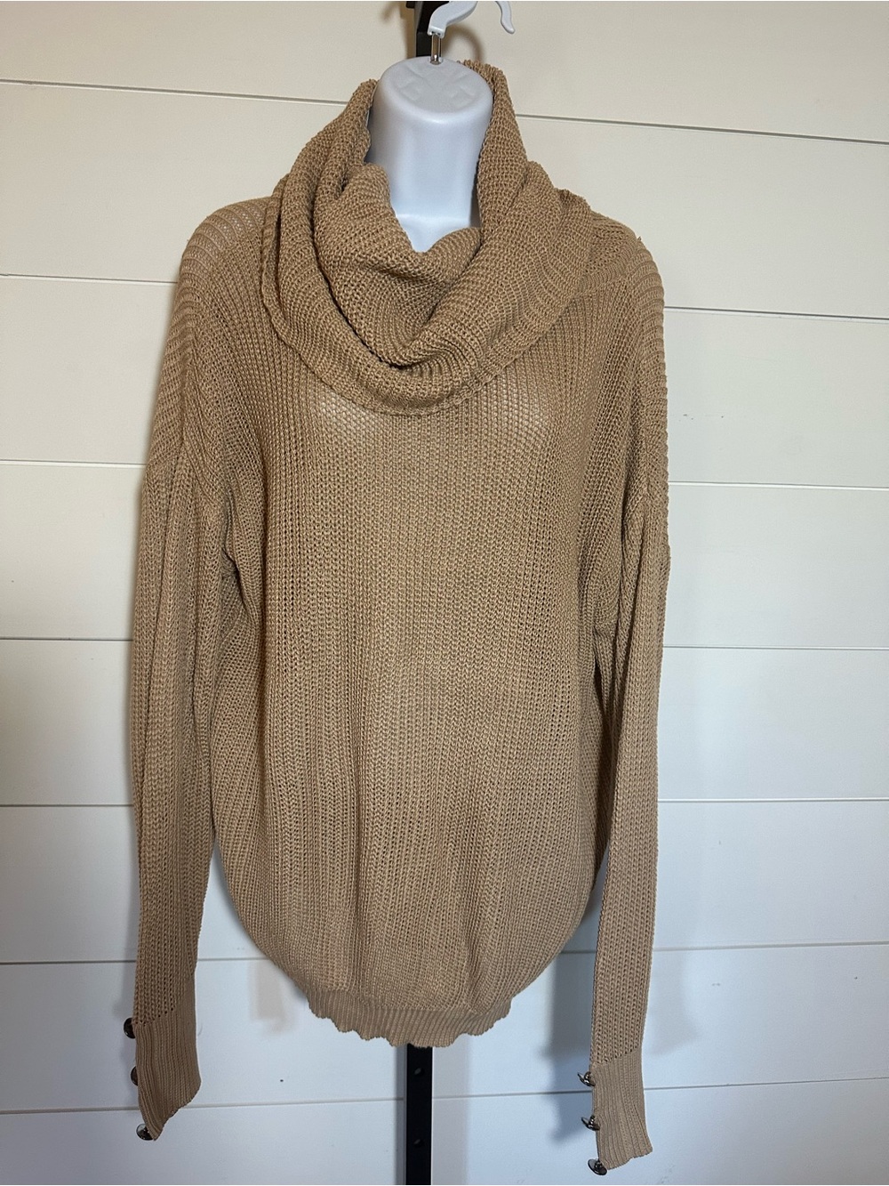 Cozy Cowl Neck Women's Sweater in Camel